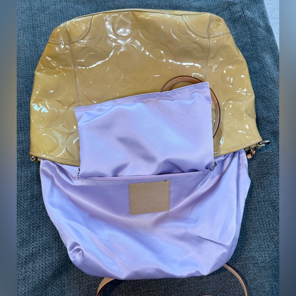 Coach Signature Butterscotch Embossed Patent Leather Leah Tote No. H0873-13178P - Picture 9 of 10